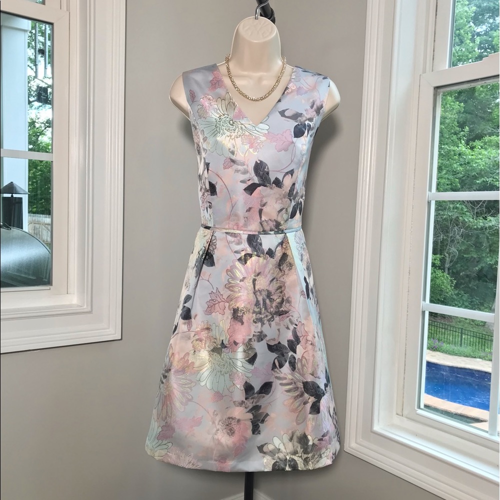 Tahari Sleeveless Floral Jacquard A-Line Cocktail Dress - Women’s 10 NEW